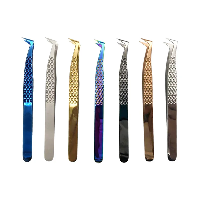 Eyelash Tweezers Curved Tip Eyelashes Tweezers Stainless Steel Precision Eyelash Grafting