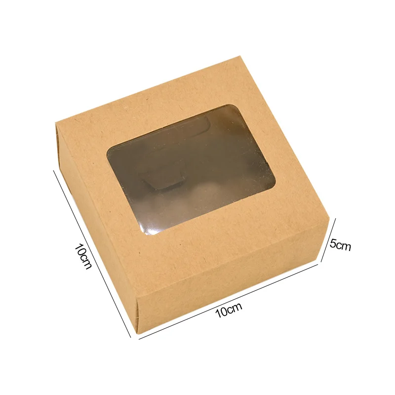 6Pcs Kraft Paper Cookie Candy Box PVC Window for Wedding Christmas Gift Boxes Packaging Decoration Birthday Party Supplies