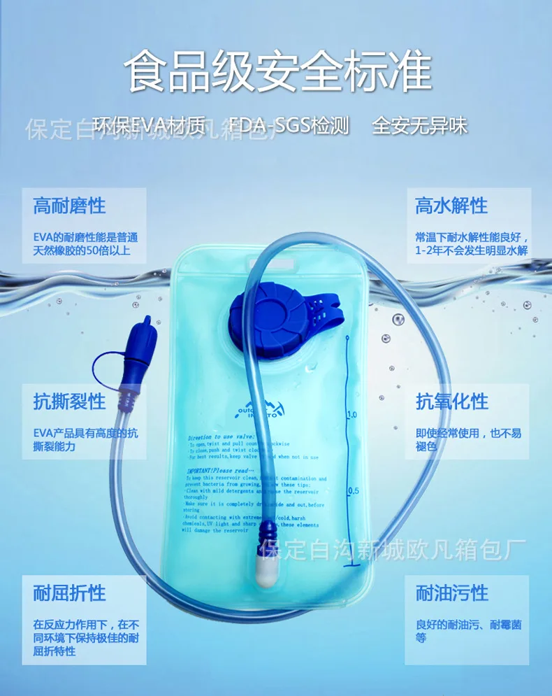 Cross Border for 1L-2L Eva Straw Water Bag Kettle Outdoor Riding Drinking Bag Off-road Running Backpack Water Bag