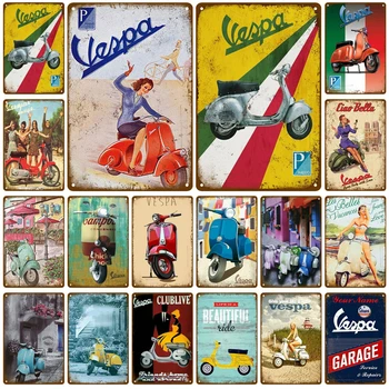 

Vespa GTS Motorcycle Pub Bar Decoration Tin Sign Shabby Chic Home Decor Plaque Metal Sign Wall Poster Vintage Decor Art Vintage