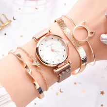 Aliexpress - Women Fashion Quartz Watch Box Set Green Dial Luxury Women Watches Followers Rose Gold Mesh Ladies Watch Dropshipping