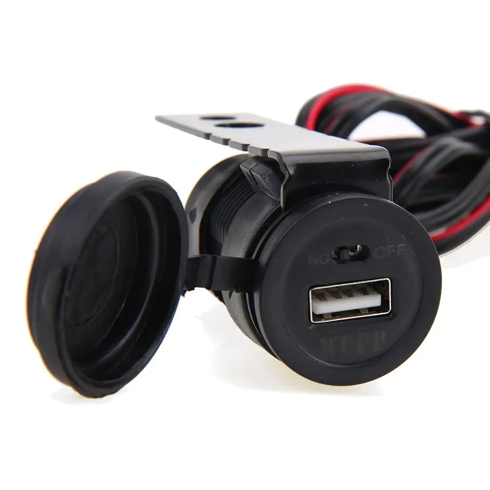 Motorcycle Handlebar USB Charger Adapter with Switch Waterproof for GPS Phone