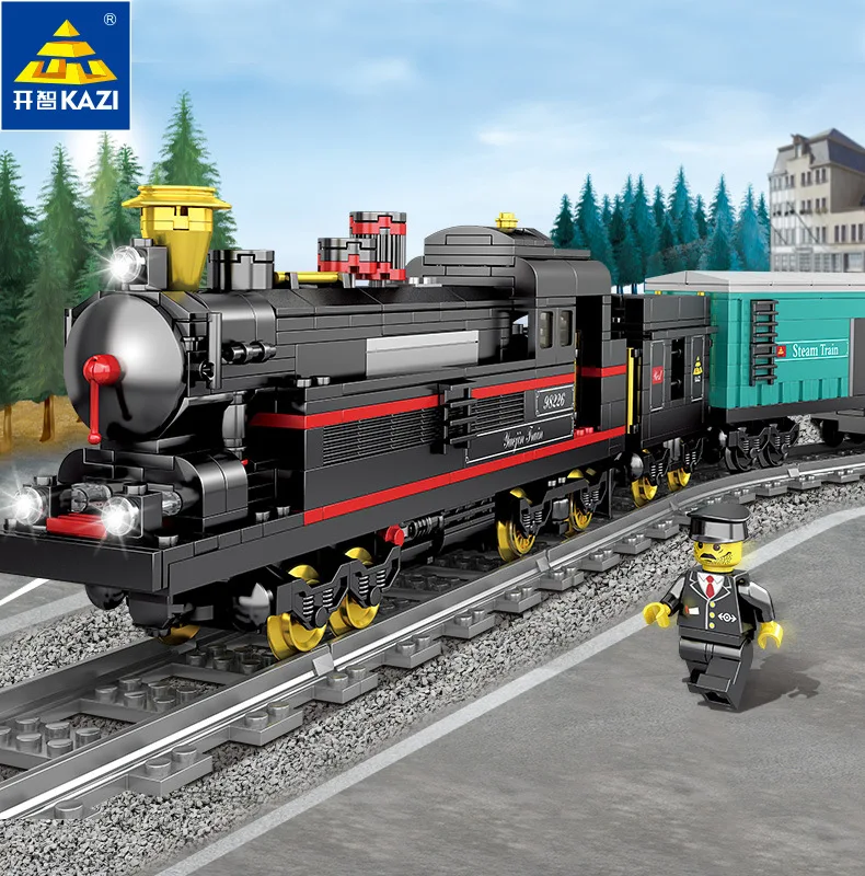 

KAZI 98230-235 New Style Electric Train with Camera Track Inserted Building Blocks Children'S Educational Assembled Toys Boy