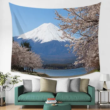

Spring Mount Sakura Japan Quiet Asian Clear Wall Tapestry Cover Beach Towel Picnic Yoga Mat Home Decoration