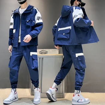 

Tracksuit Set Men 2020 New Clothing Set Mens Sweat Suits 2 Pieces Baseball Jacket Sweatpants Male Hip Hop Jogger Set Streetwear