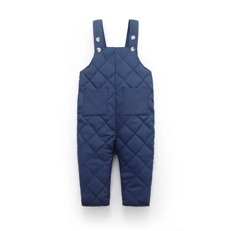 dark blue Одежда для новорожденных девочек и мальчиков, зимние Пуховые штаны на подтяжках с хлопковой подкладкой теплые штаны для малышей Детские длинные штаны для малышей - Цвет: dark blue
