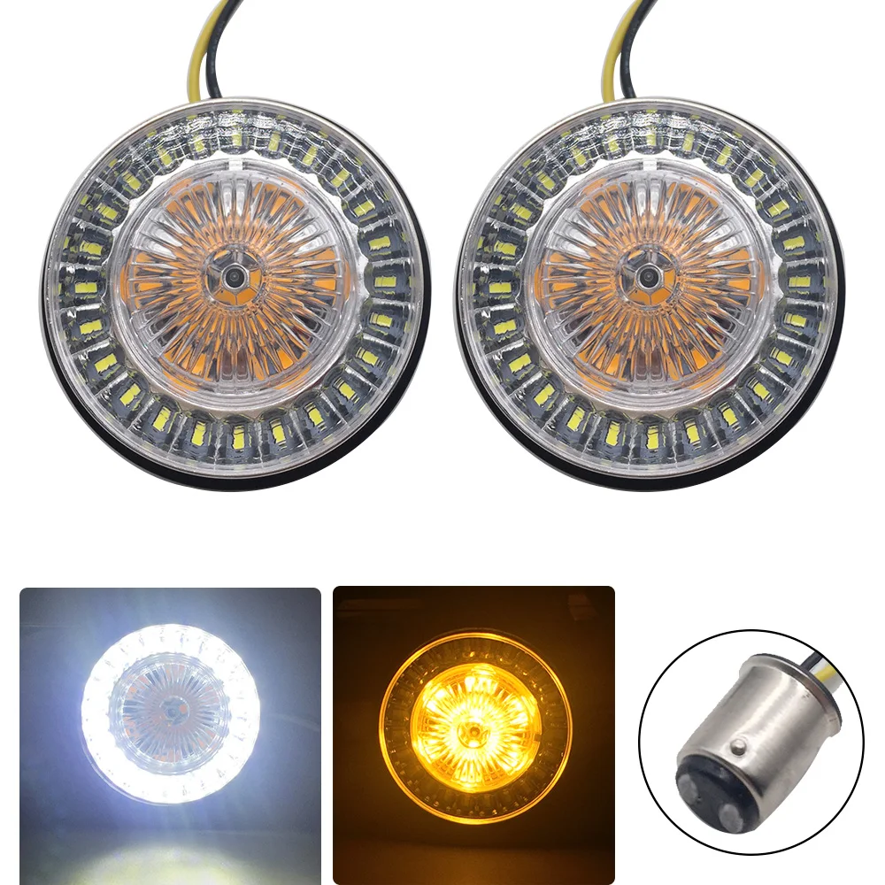 

2pcs bullet 1157 LED Inserts Turn Signal Light LED Panel For Harley Sportster 883 1200 XL Softail Dyna 11-17 Touring Tri Glide