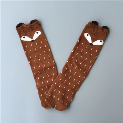 Yellow fox Модные Носки с рисунком лисы; Детские хлопковые Гольфы с рисунком кота и белки для мальчиков и девочек; теплые носки унисекс - Цвет: Yellow fox