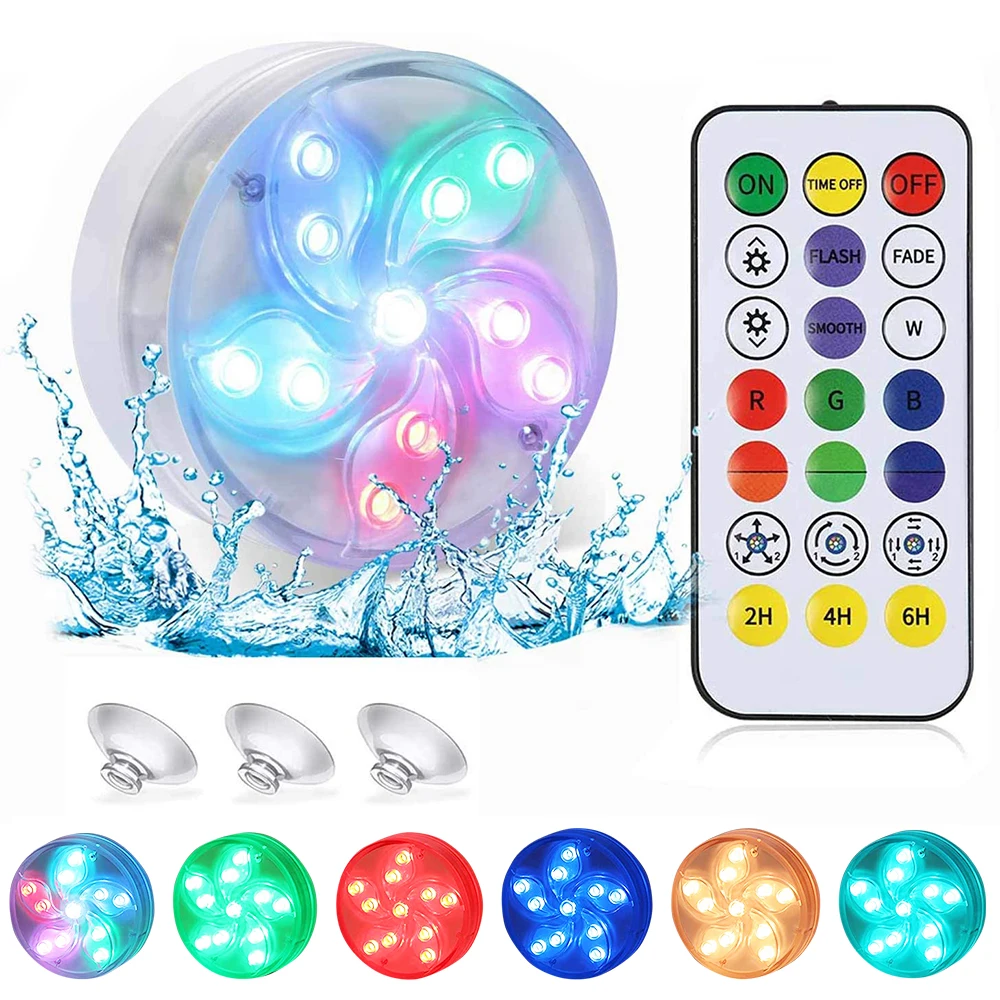 IP68 Waterproof RGB Submersible Light Battery Operated Underwater Night Lamp Outdoor Garden Party Decoration Underwater Lights