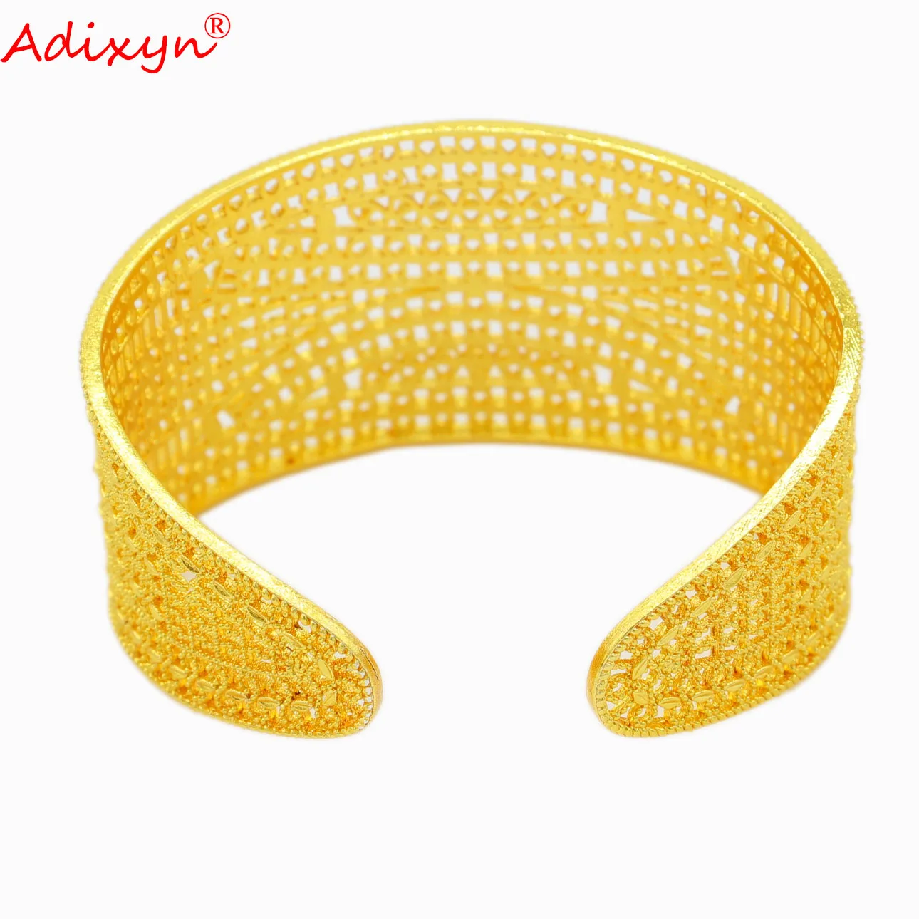 Adixyn New 24k Gold Color Bangle for Women Jewelry Cuff Bracelet African French Dubai Wedding Jewelry Gifts N042810