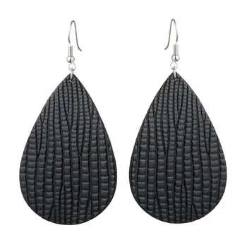 

Vintage Double Sided Leather Big Earrings for Women Bohemian Teardrop Dangle Fashion Earrings New