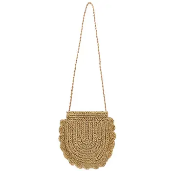 

JHD-Women Beach Bag Round Straw Crochet Shoulder Summer Bag Purse