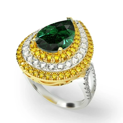 Green ring GENUINEGEM, золотой цвет, винтажный изумруд, женское 925 пробы, серебряное ожерелье, серьги, кольцо, ювелирные наборы, свадебные ювелирные наборы - Цвет камня: Green ring