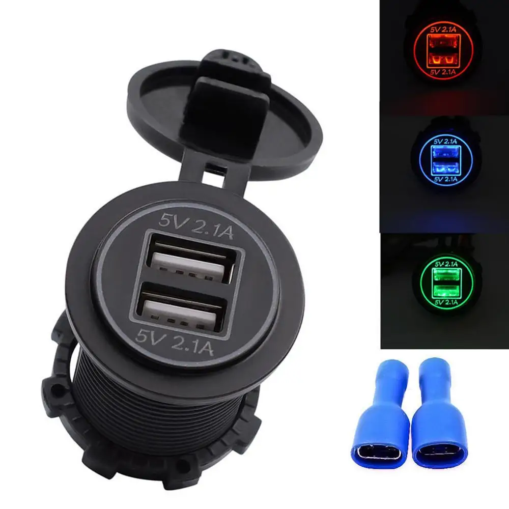 12V 24V мотоциклов автомобиля с двумя портами USB Зарядное устройство гнездо 5V 4.2A адаптер Мощность розетки