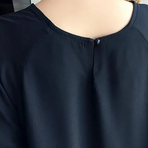 Новинка 5XL 4XL 3XL летнее женское модное свободное милое платье с круглым вырезом и рукавом-бабочкой из черного шифона больших размеров AF965