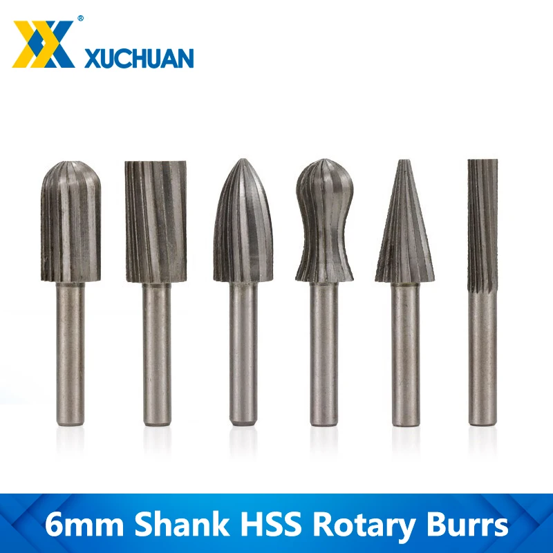 Rotary Burrs HSS Drill 6mm Shank Files A B C D E F Type Router Rasps For Metalworking Engraving Tools | Инструменты