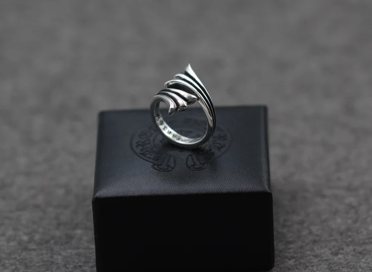 s925 sterling silver men's ring jewelry vintage personality flower end cross ring punk style couple open ring send lover's gift