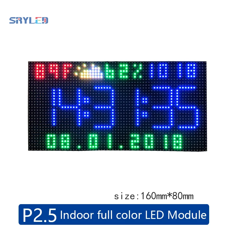 SRYED Indoor LED Module SMD2121 RGB Full Color P2.5 64 x 32 Pixels Led Panel Matrix Video Wall Display 160 x 80mm HD Hot Sale