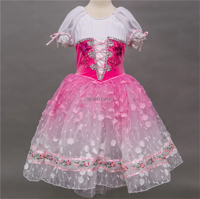 Rose pink Профессиональный уникальный дизайн для девочек балет, танец одежда романтическая пачка - Цвет: Rose pink