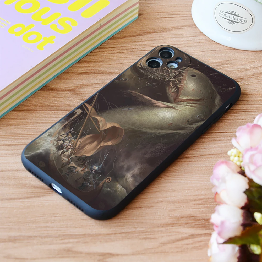 

For iPhone Giant Fish Horror Print Soft Matt Apple iPhone Case For 6 7 8 11 12 Plus Pro X XR XS MAX SE