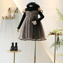 Новинка г.; Детские эксклюзивные зимние платья из 2 предметов; элегантная одежда принцессы для девочек; 5 шт/лот;