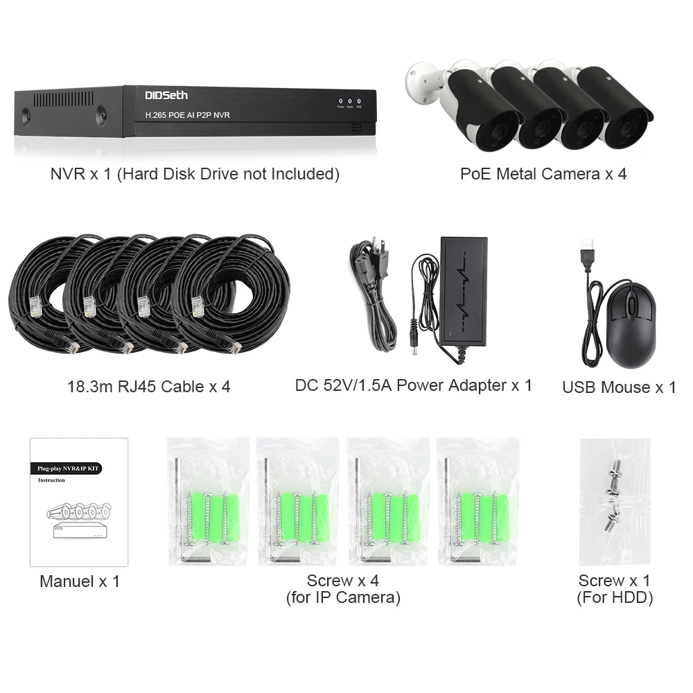 DIDSeth 4CH 5MP беспроводной POE NVR комплекты камеры безопасности системы IP66 Открытый IR-CUT CCTV видео наблюдения видео рекордер комплект