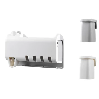 

Toothbrush Holder Set, Save Space No Drill Wall Mount Toothpaste Dispenser