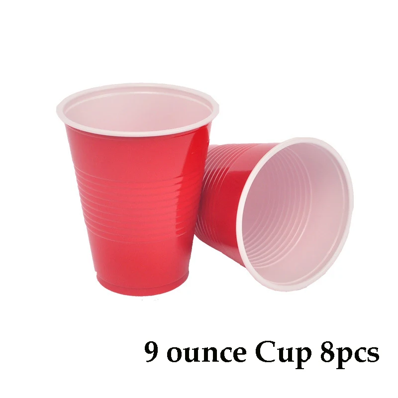 9 ounce cup 8pcs Вечерние одноразовые столовые приборы набор цветов красное золото бумажная тарелка стакан с соломинкой салфетки принадлежности для свадебной вечеринки декор рождественские принадлежности - Цвет: 9 ounce cup 8pcs