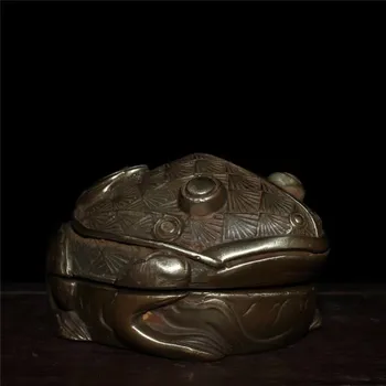 

Collection Chinese Hand-made Bronze Carving Frog Magic Box Storage Box Exquisite Gift Geomancy Safety Decoration