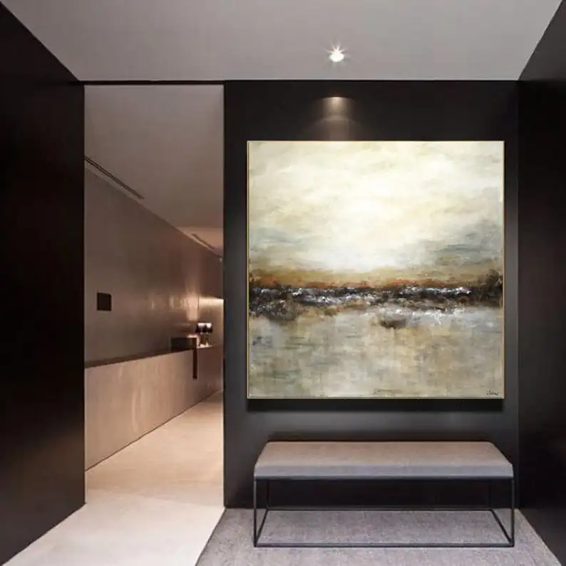 

Large abstract landscape painting tan brown olive modern abstract art oil painting wall art large artwork