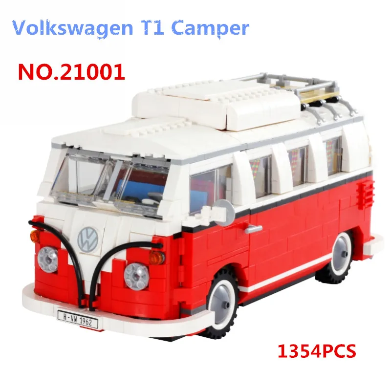 21001 Volkswagen T1 Camper 21002 MINI Cooper 21003 Жук блоки Совместимые части игрушек 10220 10252 10242 подарки для детей - Цвет: 21001 1354pcs