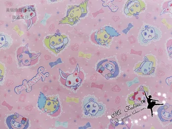 

Cartoon Jewelpet family Child Cotton canvas Fabric Baby Clothes/Diy Handmade Craft Bedding Home Cloth Purse Quilt 150*100cm