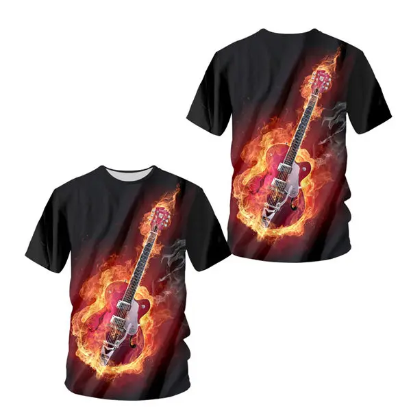 Custom T-shirts MenWomen Short Sleeve V-neck T-shirt Novelty 3D Print Guitar Music T shirt Summer Hip Hop Rock Rap Tees S-7XL (12)