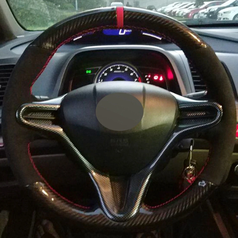 DIY черная замша углеродного волокна Чехол рулевого колеса автомобиля для Honda старый Civic 2004-2011(с 3 спицами) Honda Civic 8 2006-2009