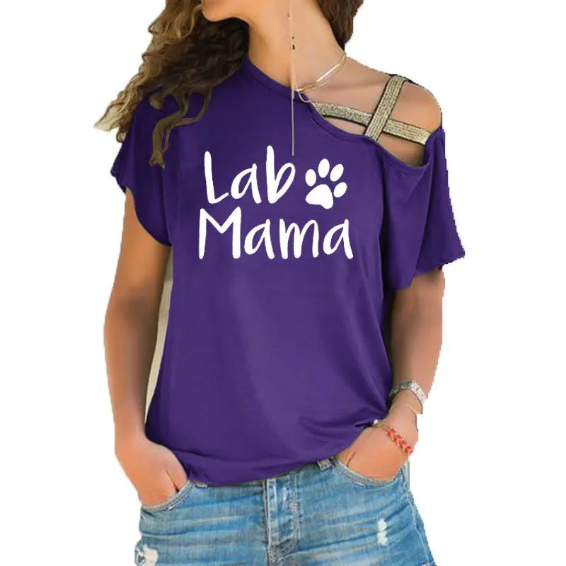 Lab Mom Lab Mama Labrador Retriever рубашка с буквенным принтом женская Повседневная футболка Милая любимая безразмерная футболка с перекрещивающимися полосками
