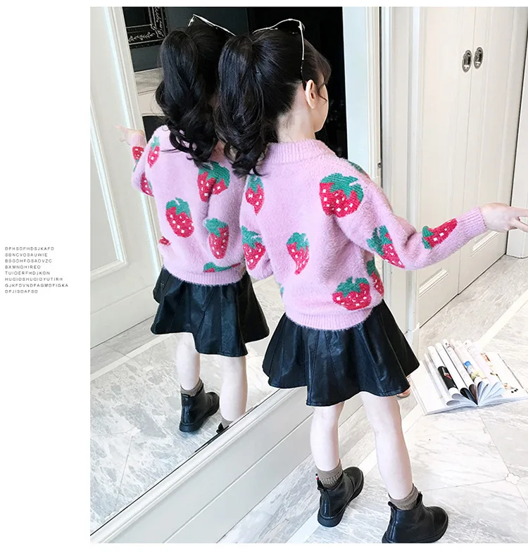 Зимние топы для девочек пуловер с высоким воротником свитер Детская Милая одежда