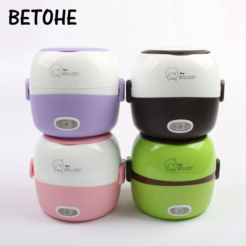 Мини рисоварка Электрический термонагреватель Ланч бокс 2 слоя портативный