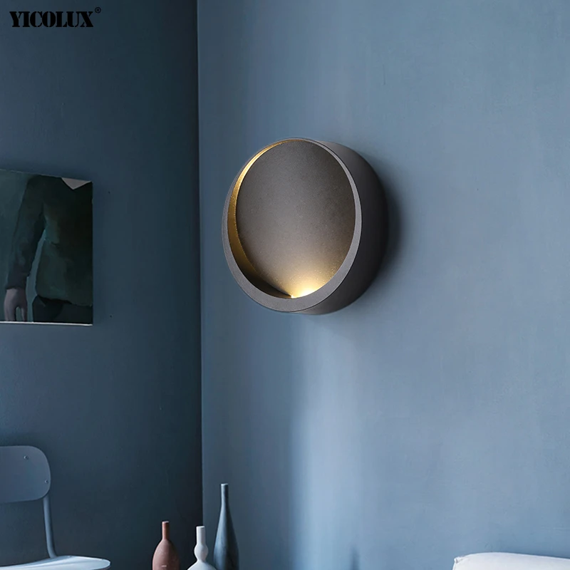 LED Wall Light bedside light White creative wall lamp Black modern aisle Round AC90-260V | Лампы и освещение