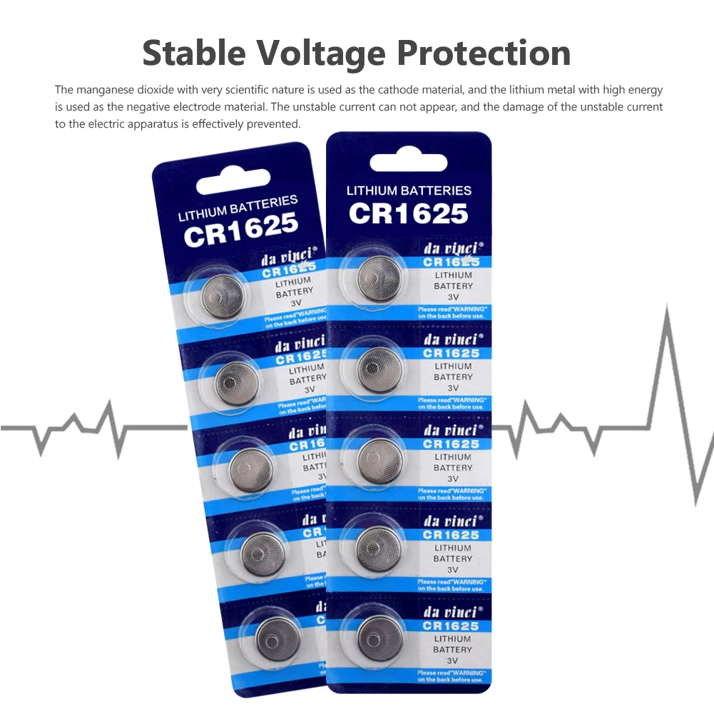 YCDC 10pcs 3V CR1625 CR 1625 Li-ion Battery Pilas Button Coin Cells For Calculator Laser Pointer Motherboard Watch Clock Toys