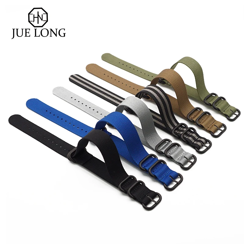 

Wholesale 10psc Heavy Duty Nylon Watchband NATO ZULU Strap 20mm 22mm Striped Rainbow Mens Wristband Replacement Watchband