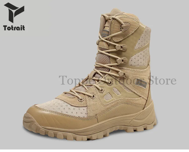 TOtrait Men Military Tactical Boots Outdoor Hiking Desert High-top Military Desert Climbing Sport Waterproof Shoes Ankle Boots