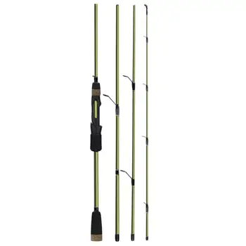 

1.8/2.1m Imitation Wood Handle Fishing Rod 4 Section Portable Insertion Medium Power Carbon Spinning Fishing Rods