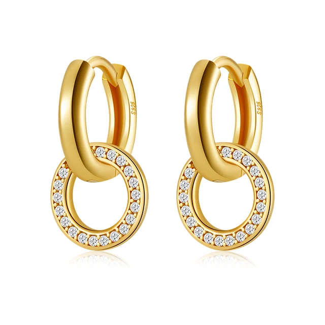 Summer New 925 Sterling Silver Hoop Earrings Original For Women Luxury Fashion Jewelry Party Rose Gold Huggie Earring 2021 Trend HES7