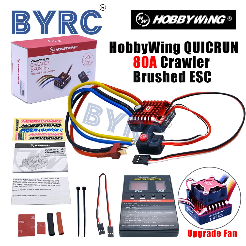 Hobbywing QuicRun 1080 80A Waterproof Brushed ESC w/ Program Card for RC Crawler Hobbywing QuicRun 1080 80A Waterproof Brushed ESC w/ Program Card for RC Crawler