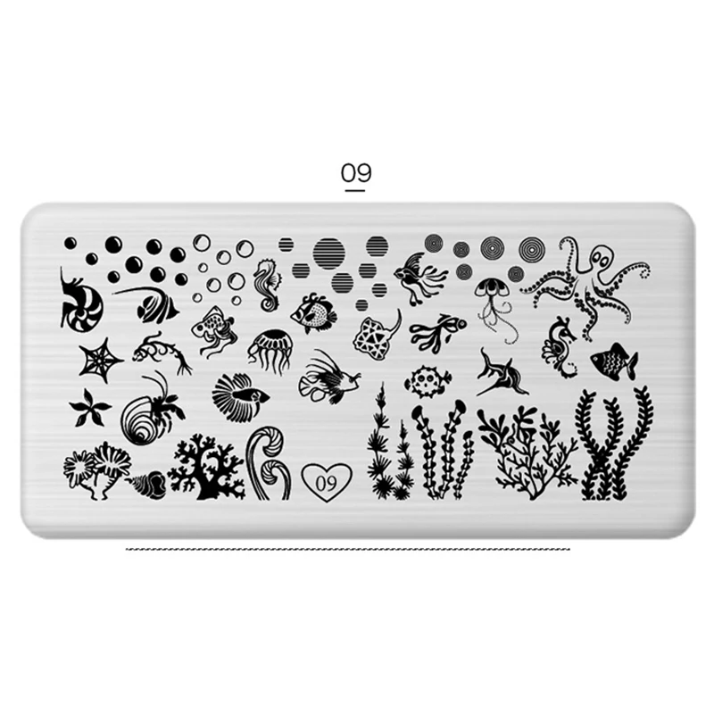 Nail Stamping Plates DIY Nail Stamper Nail Stencil Nail Charm Nail Deco Nail Art Accessoire Nail Designs Nail Art Decorations - Цвет: 09