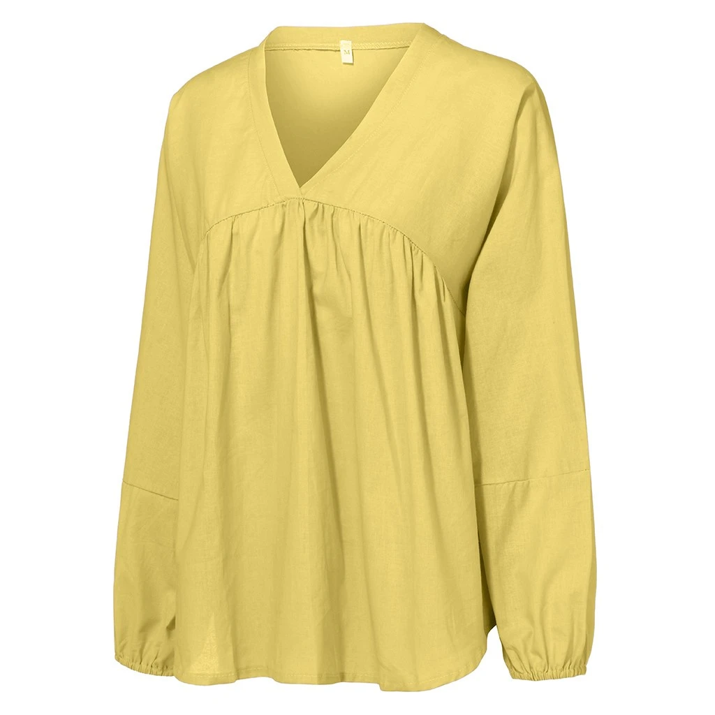 Women Blouses 2019 Fashion Puff  Long Sleeve Top Shirt Solid Elegant White Office Lady Shirt V-Neck Loose Chemise Femme 822