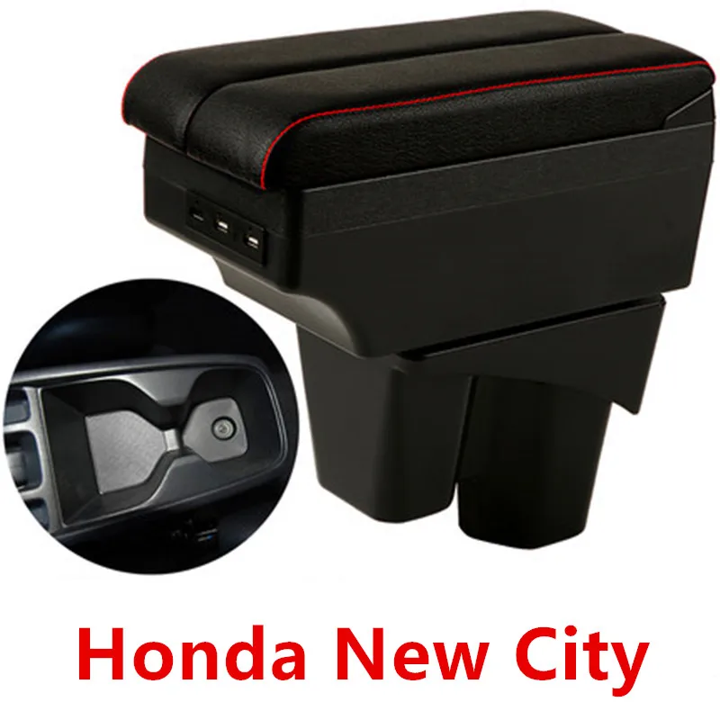 Для Honda New City подлокотник коробка центральный магазин содержание коробка для хранения с USB интерфейсом