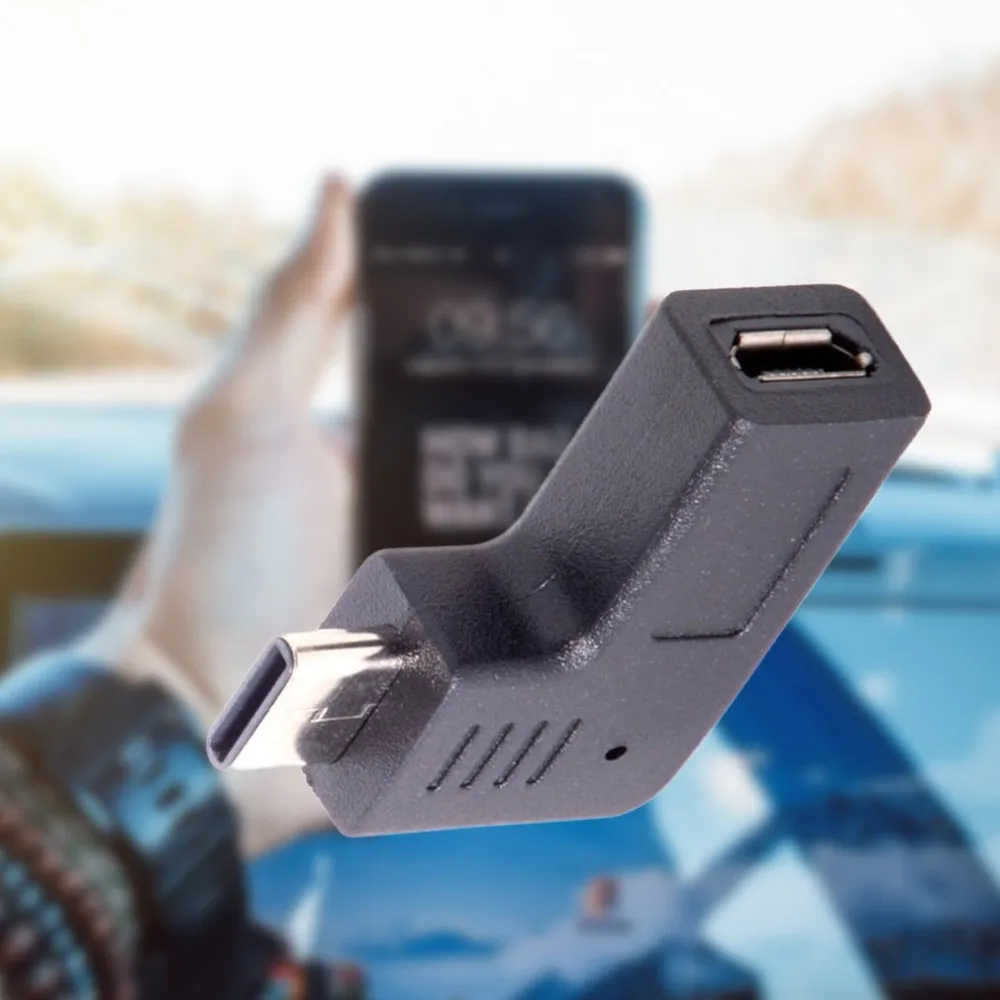 USB-C type-C штекер Micro USB Женский адаптер для передачи данных 90 градусов угловой тип черный тонкий и портативный дизайн