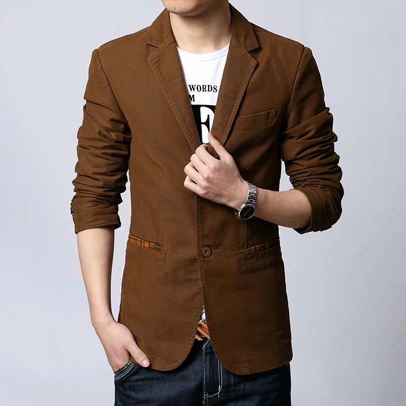

Spring and Autumn New Two-grain Button Men's Suit Korean version Slim Suit Men's Cotton Jacket Large Size Single Westernization