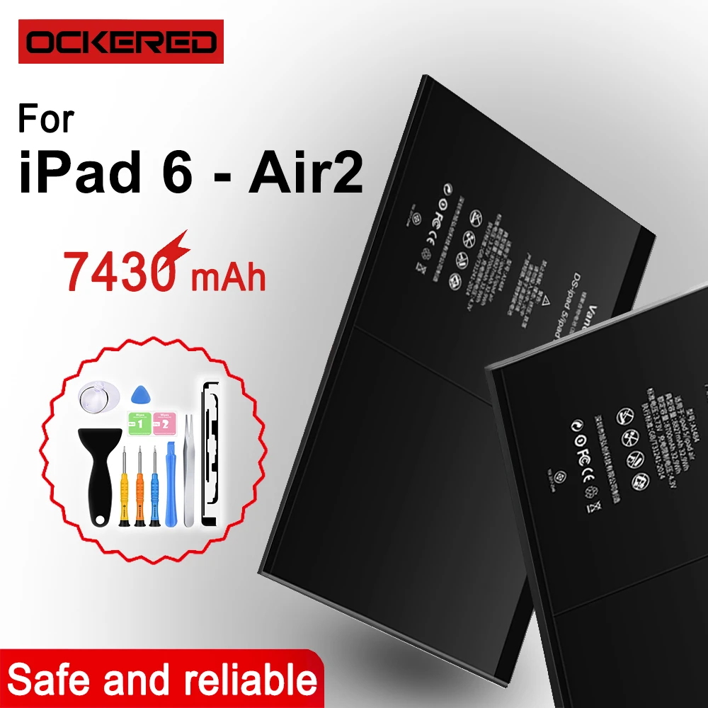 

Ockered Battery For iPad 6 Air 2 Battery A1547 A1566 A1567 7340mAh For Apple iPad Air2 iPad6 Tablet Bateria with Free Tools